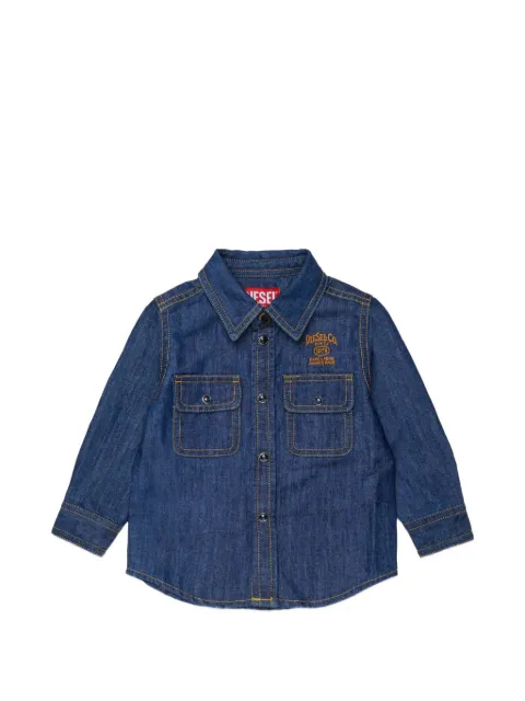 Diesel Kids T-shirt denim con logo ricamato