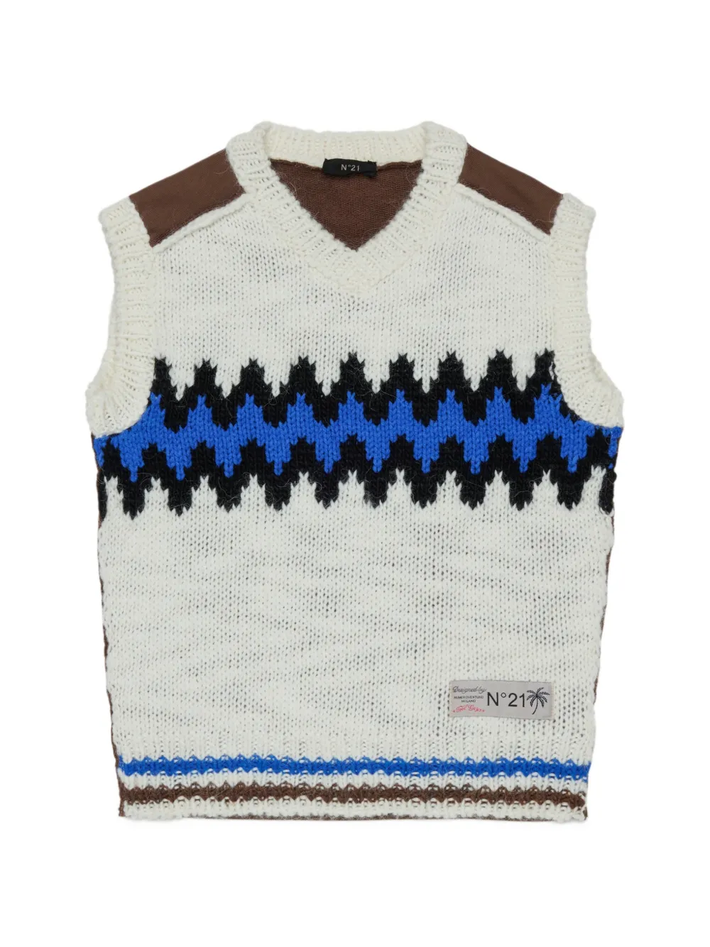 Nº21 Kids Top con scollo a V - Bianco