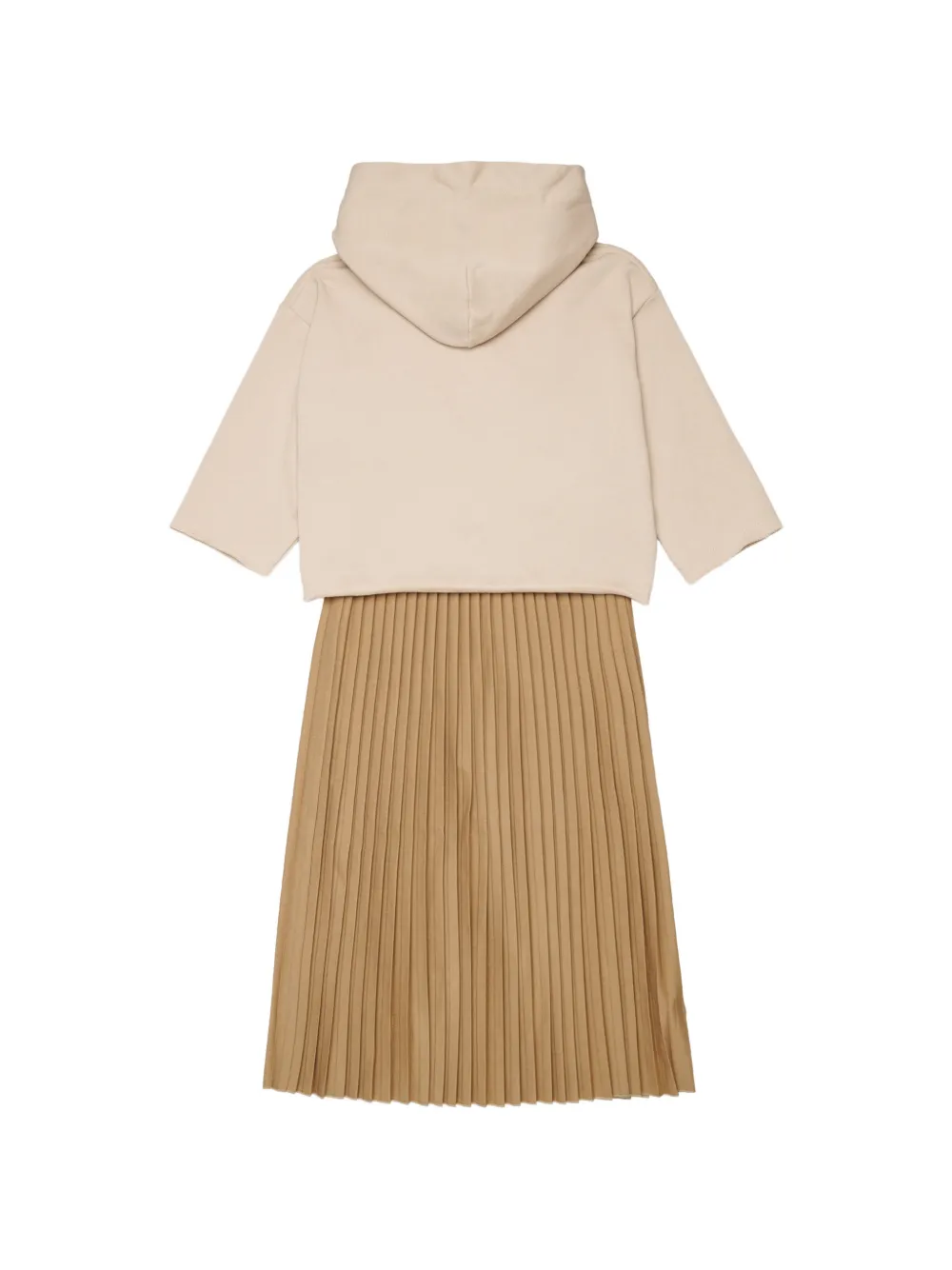 MM6 Maison Margiela Kids Jurk met plooirok en gelaagde hoodie Beige