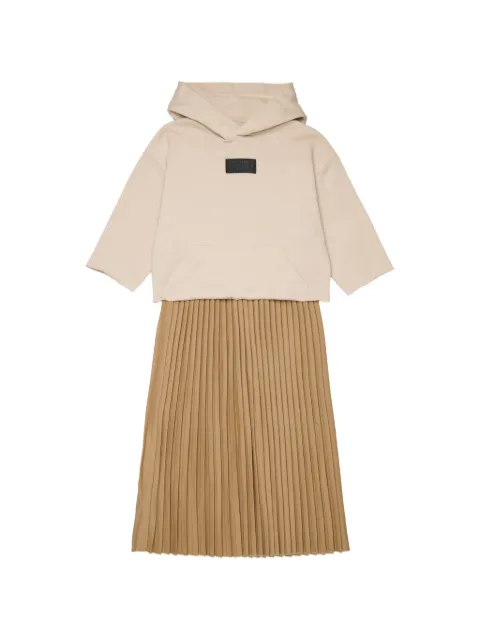 MM6 Maison Margiela Kids pleated-skirt layered-hoodie dress