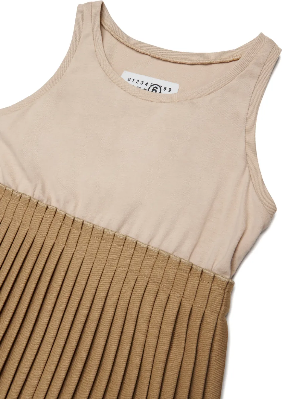 MM6 Maison Margiela Kids Jurk met plooirok en gelaagde hoodie Beige