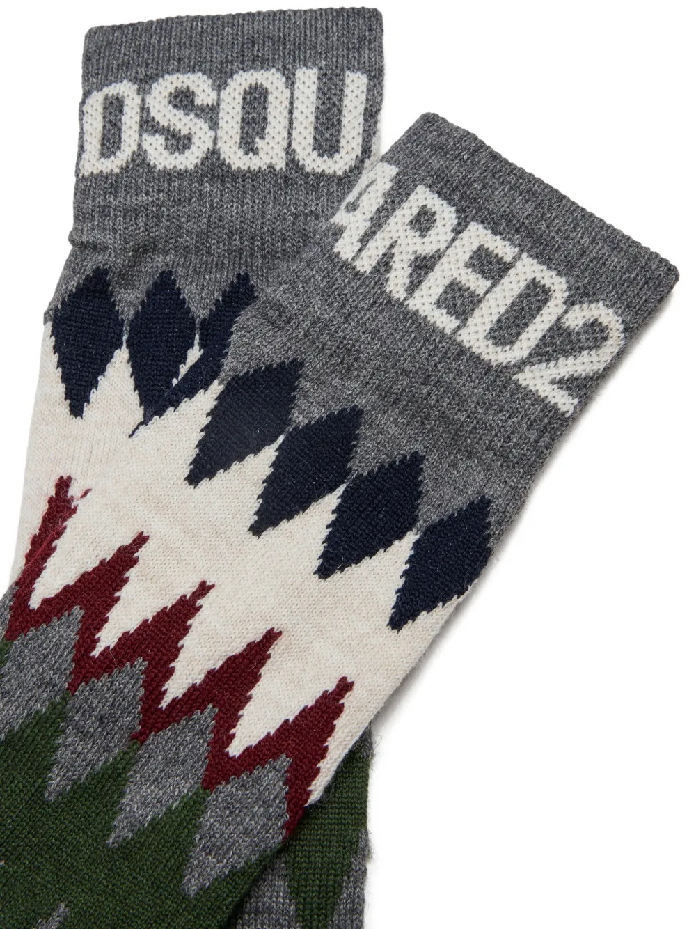DSQUARED2 KIDS argyle-intarsia logo-knit socks - Grijs