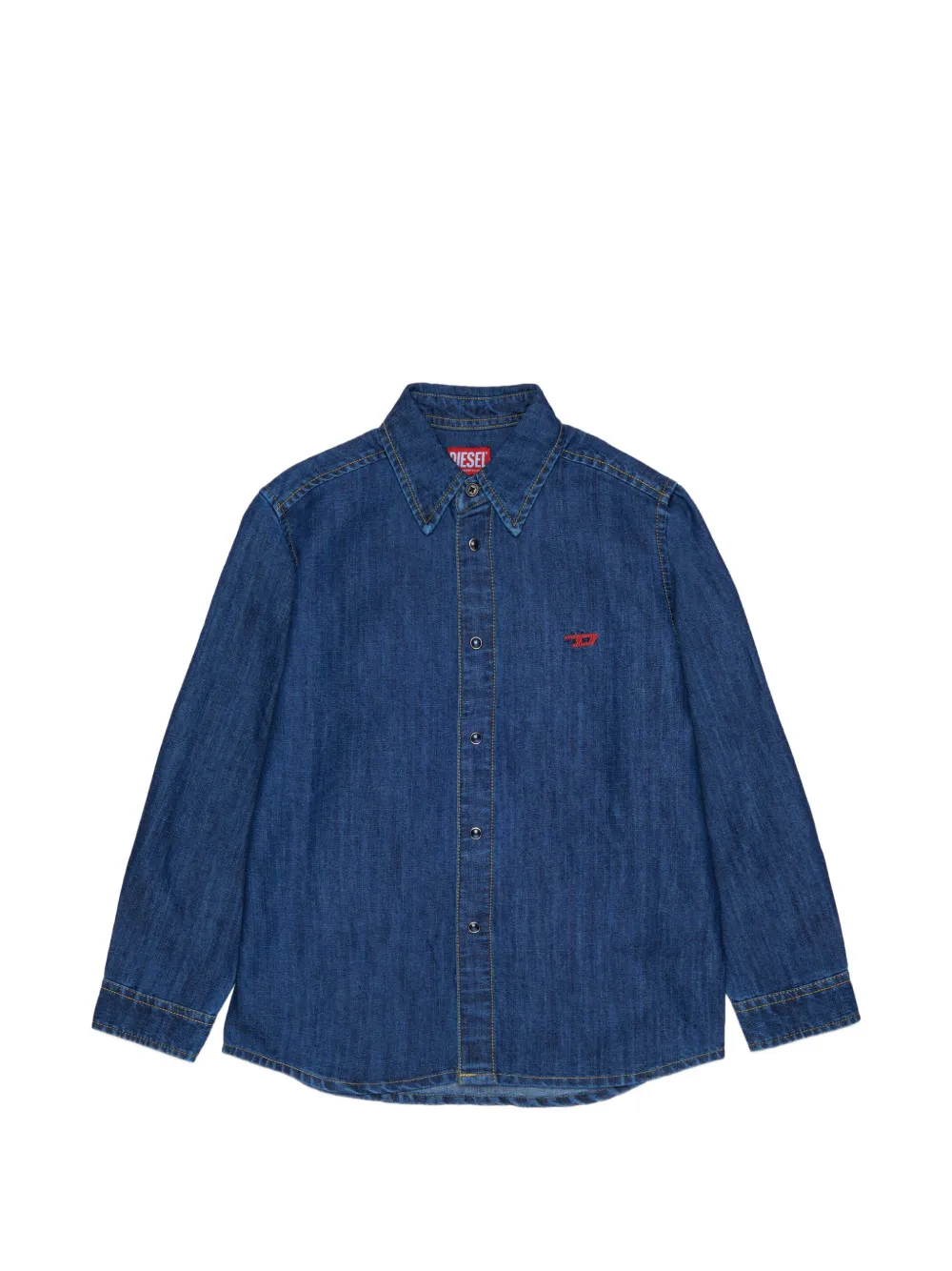 Diesel Kids logo-embroidered long-sleeved shirt - Blue