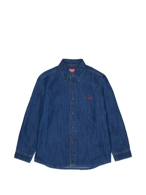 Diesel Kids logo刺绣长袖衬衫