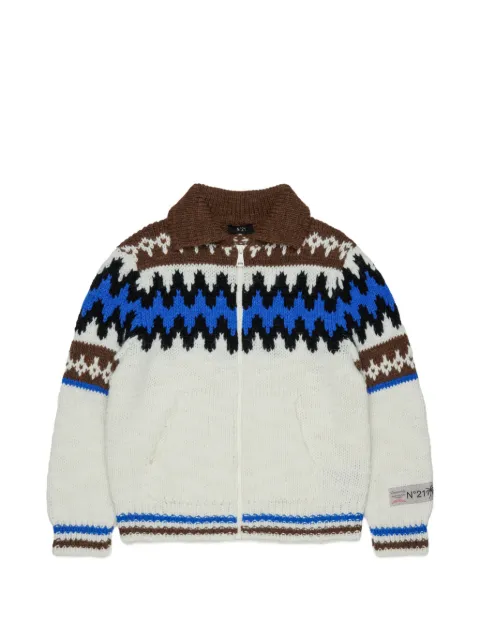 Nº21 Kids fair-isle zip-up sweater