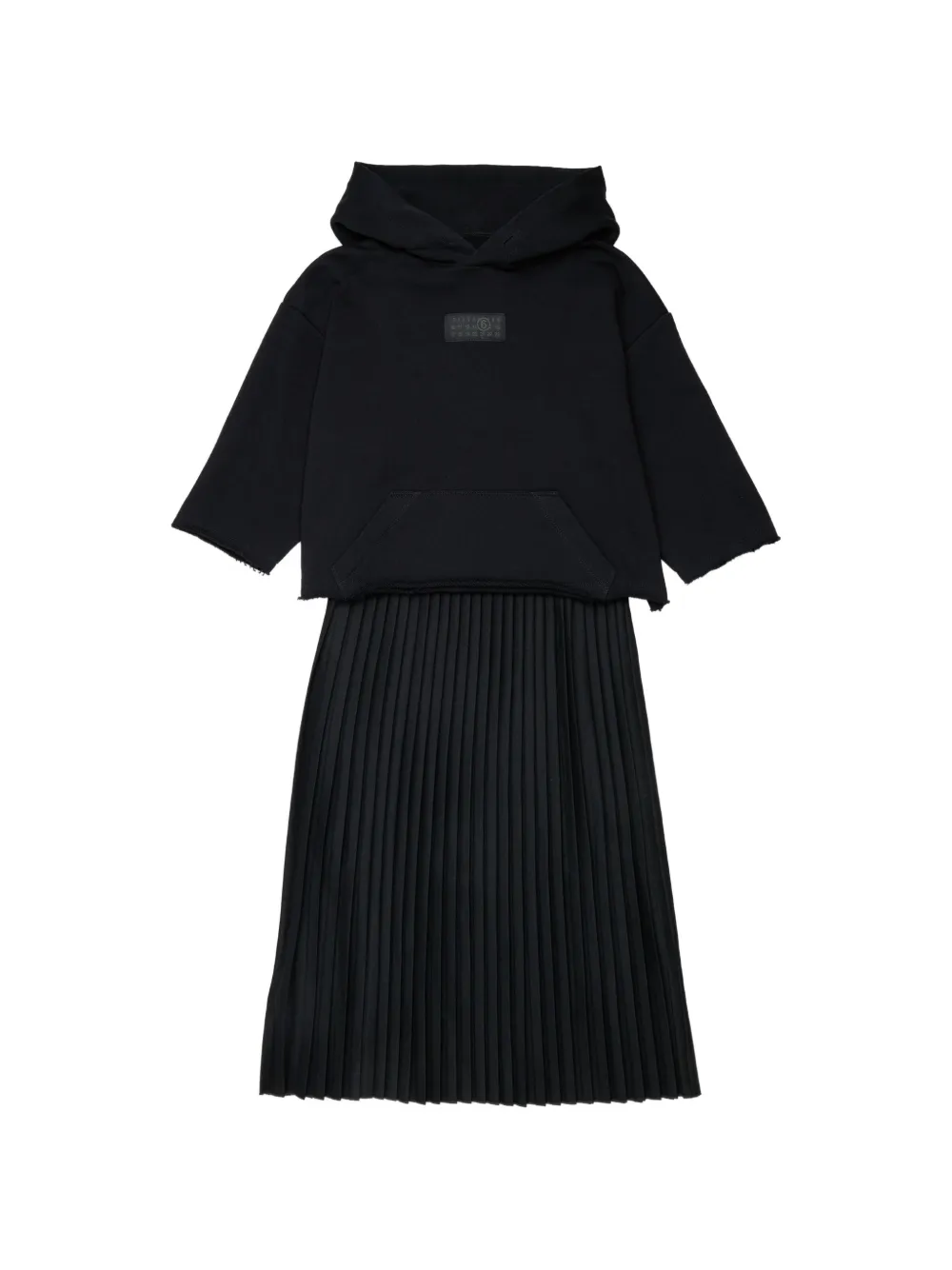MM6 Maison Margiela Kids pleated hoodie dress - Nero