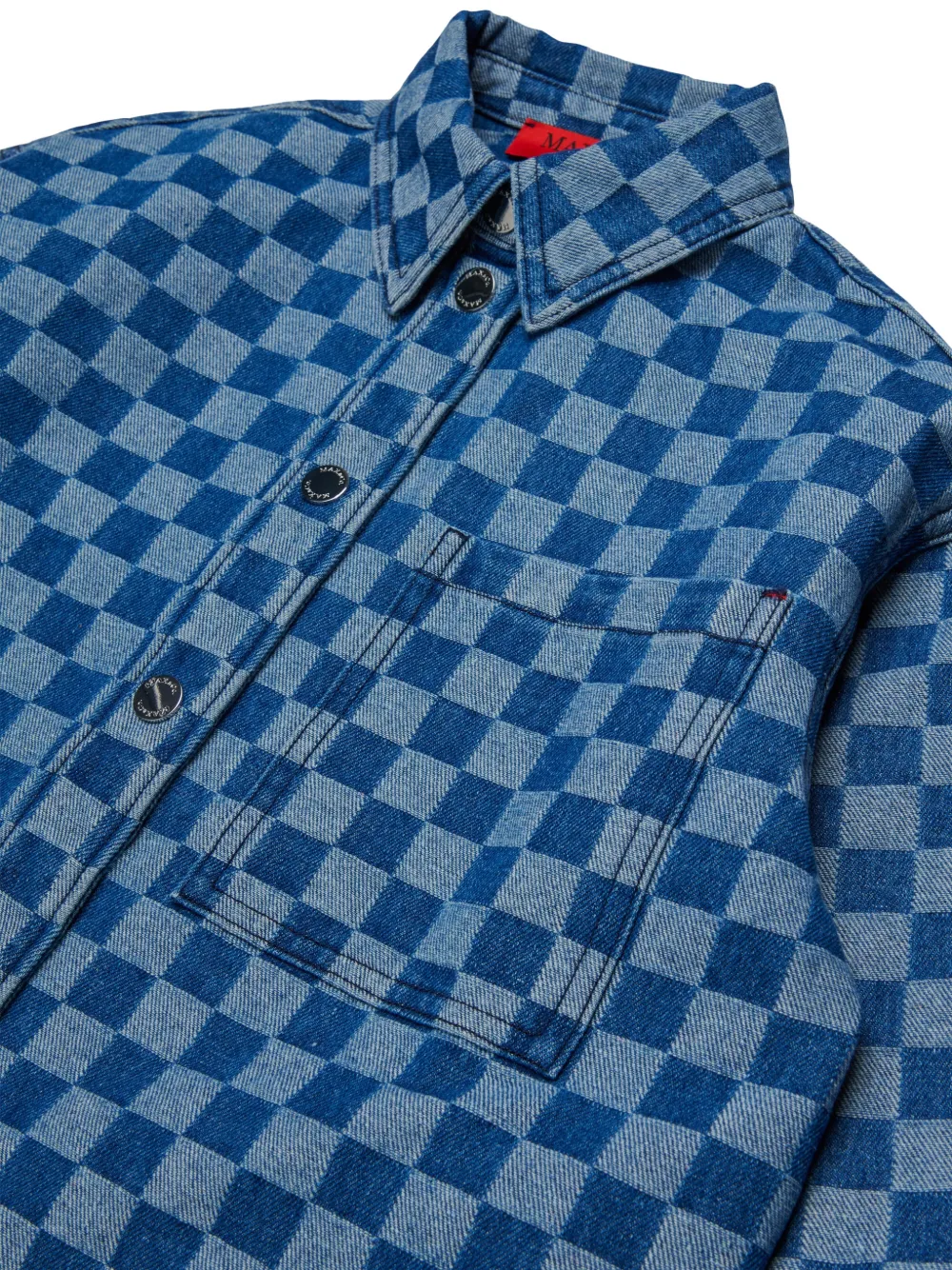 Max & Co Check-pattern Denim Shirt In Blue