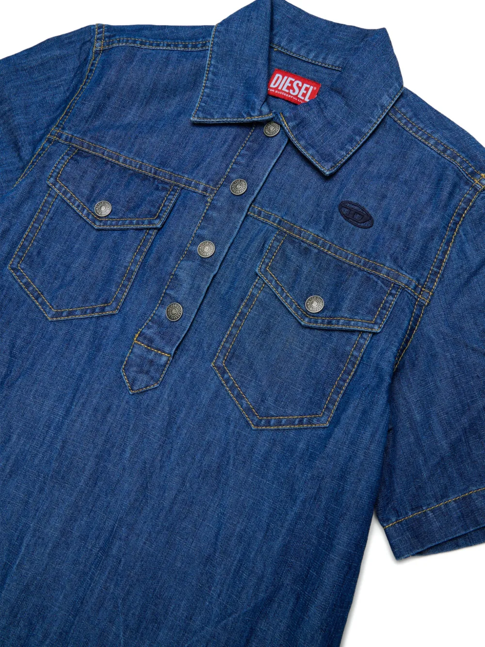 Diesel Kids Spijkerjurk met geborduurd logo Blauw