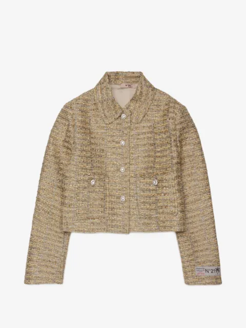 Nº21 Kids crystal-embellished tweed jacket
