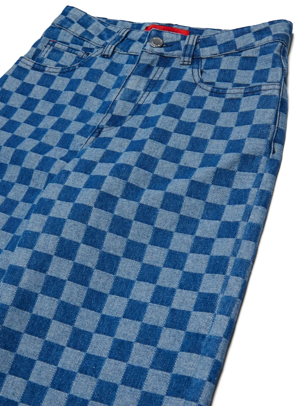 Max & Co Checkerboard-print Jeans In Blue