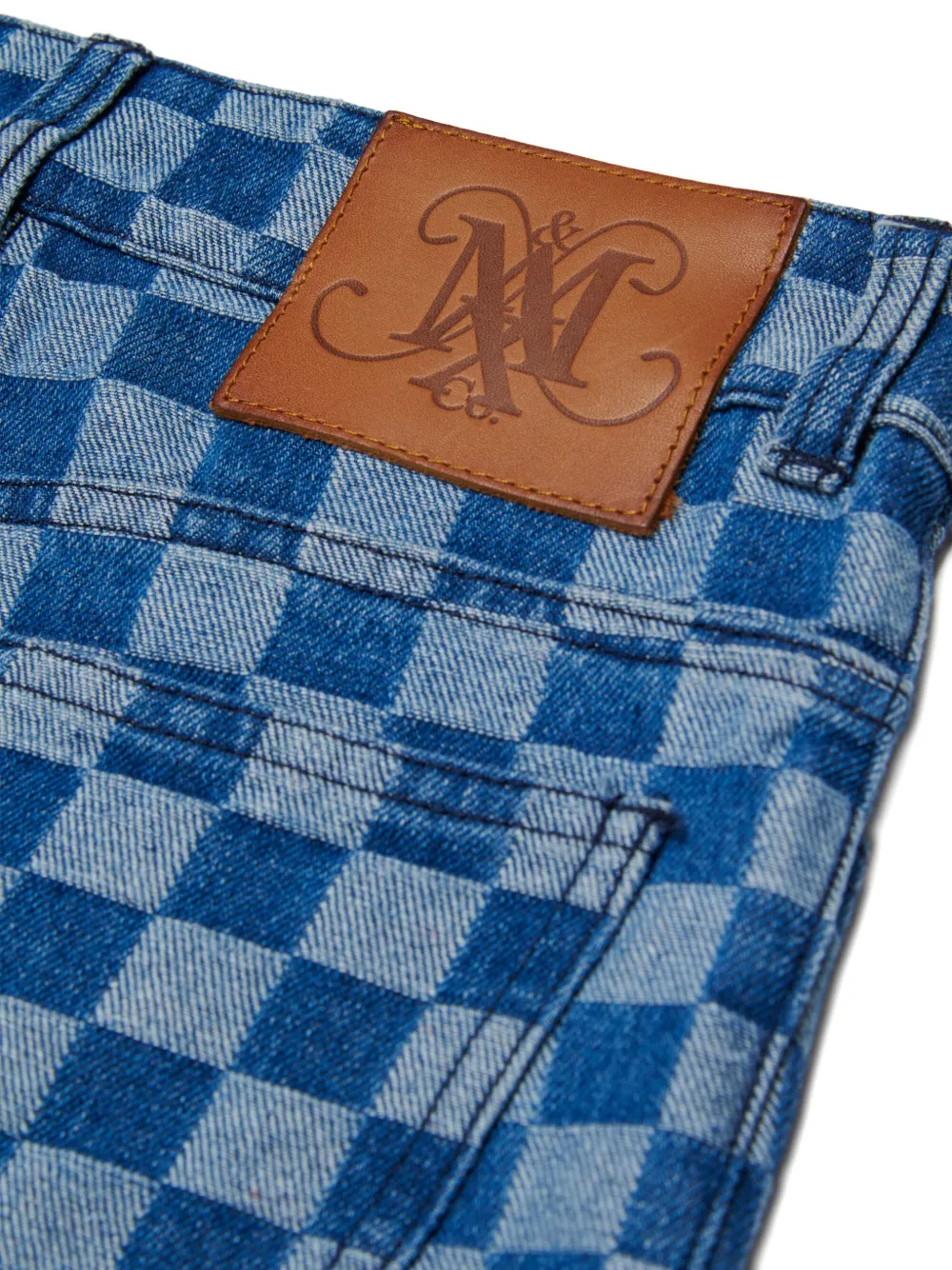 Max & Co Checkerboard-print Jeans In Blue