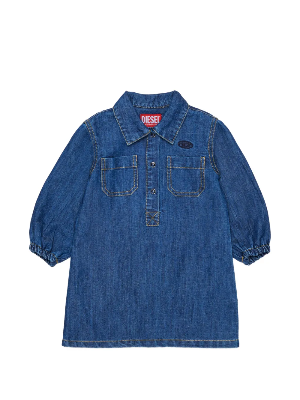 Diesel Kids logo-embroidered denim dress - Blue