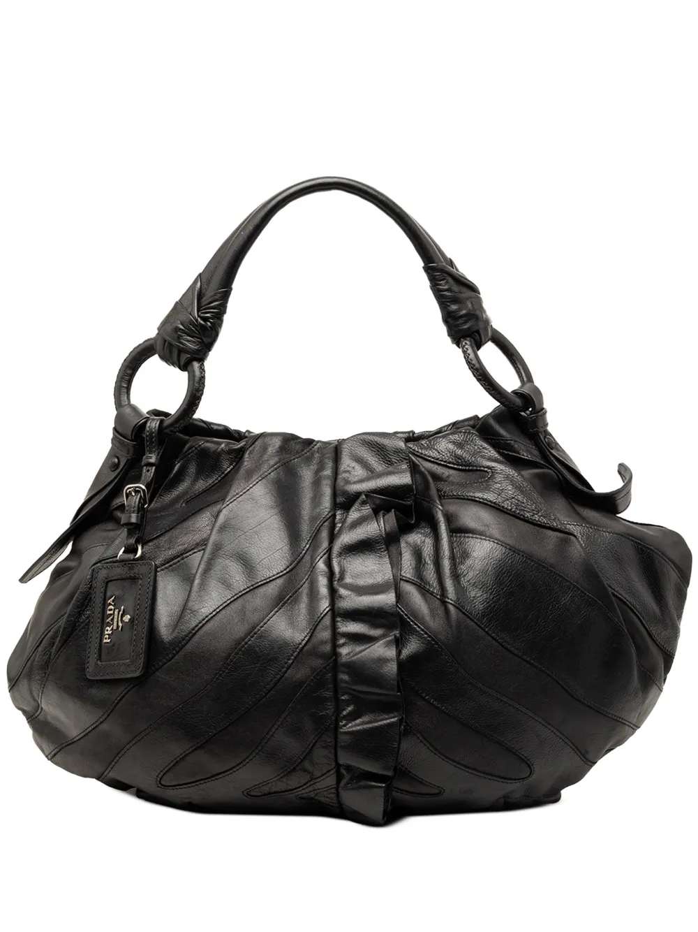 Prada Pre-Owned 2000-2026 Nappa Mordore Ruffle hobo bag - Nero