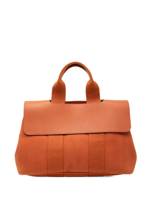 Hermès Pre-owned 1997-2014 Toile and Swift Valparaiso PM Handbag in Orange
