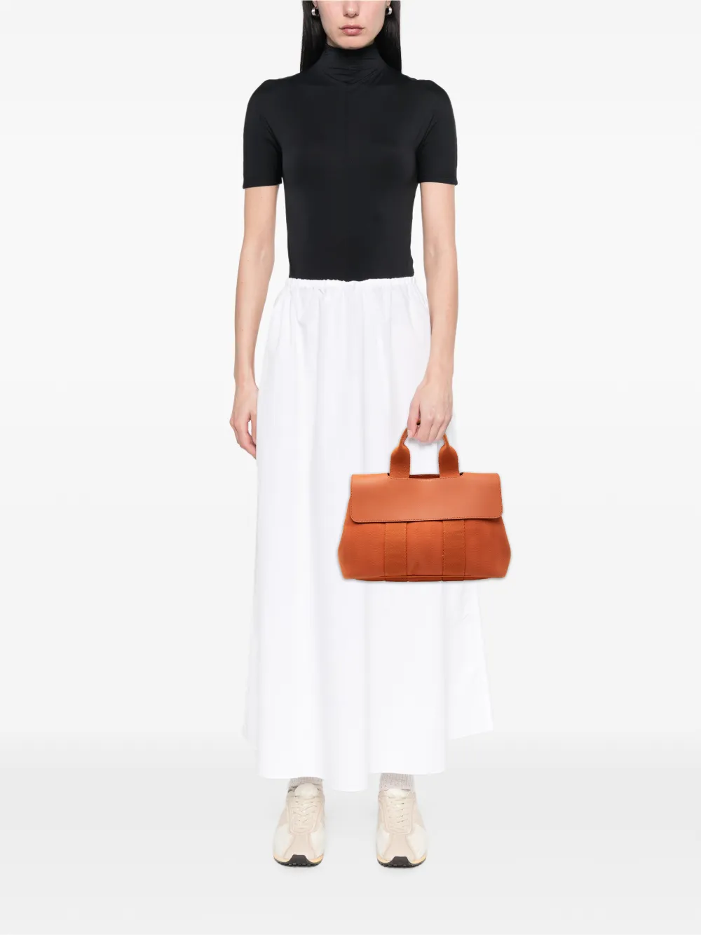 Hermès Pre-owned 1997-2014 Toile and Swift Valparaiso PM Handbag in Orange, view 2