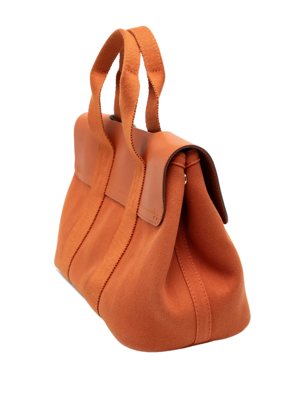Hermès Pre-owned 1997-2014 Toile and Swift Valparaiso PM Handbag in Orange, view 3