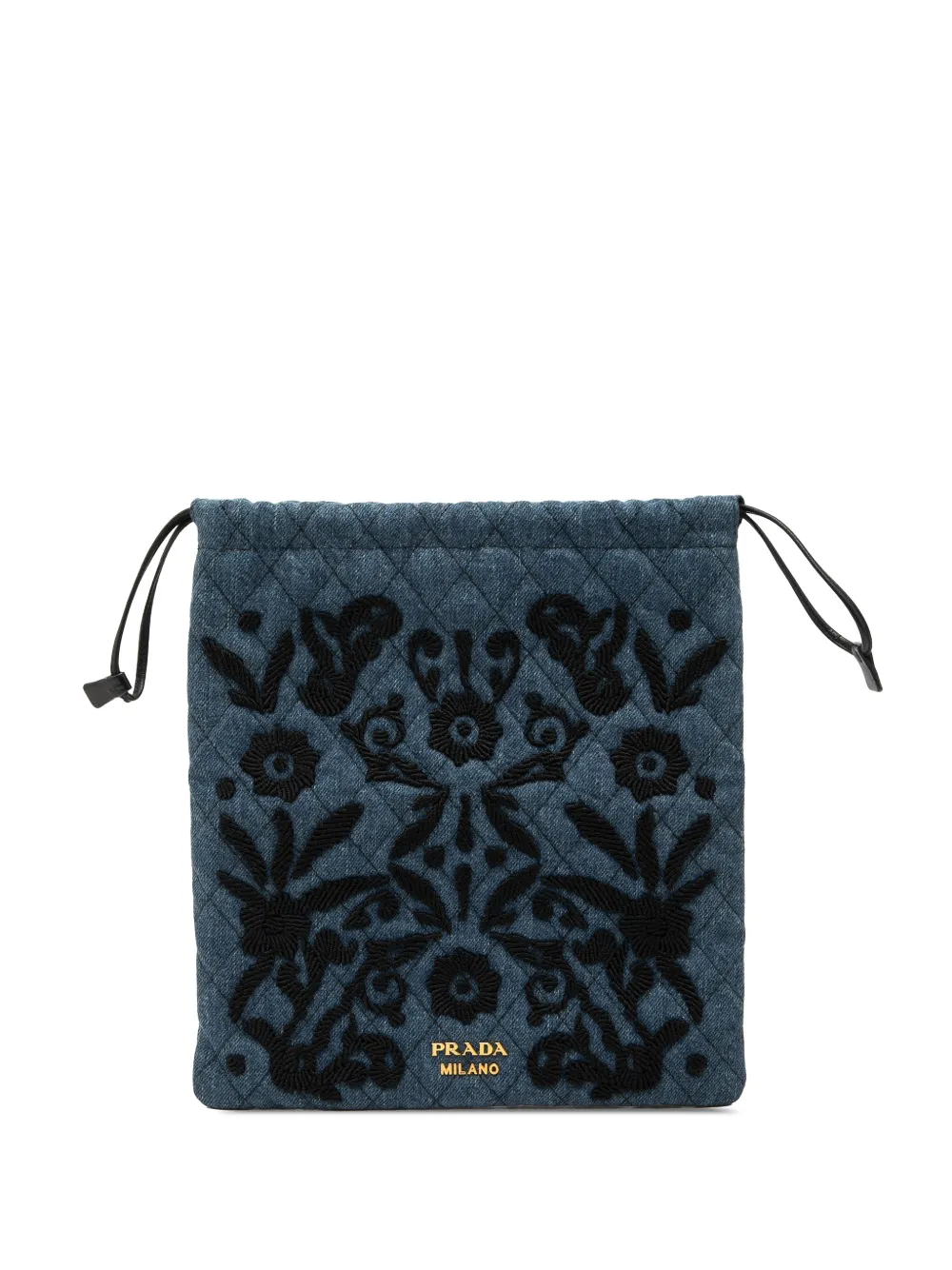 Prada Pre-Owned 2010-2026 Impuntu Denim Embroidered Drawstring pouch - Blu