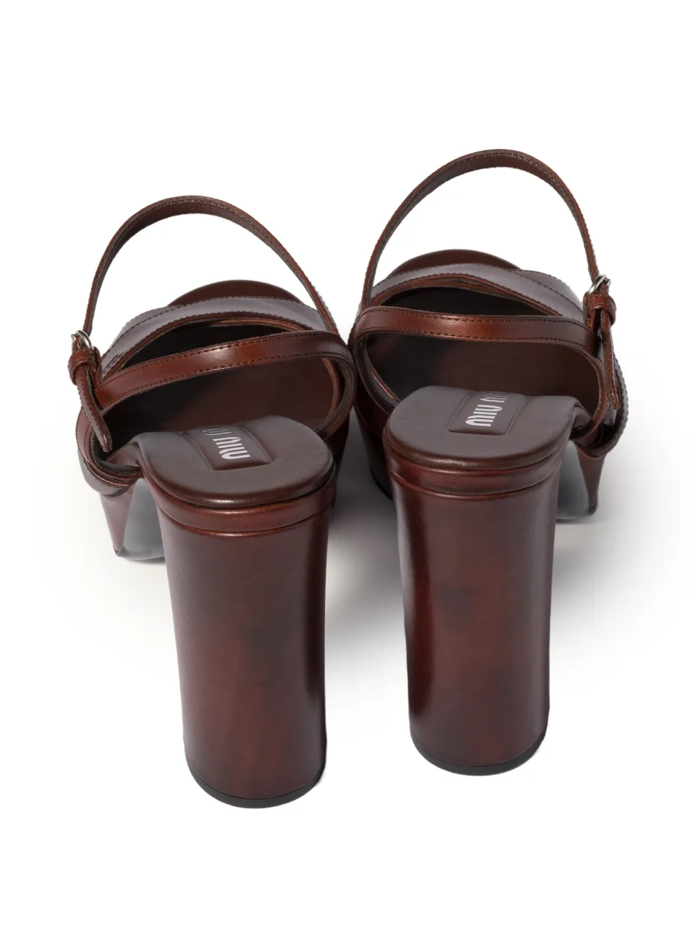 Miu Leren sandalen met plateauzool Bruin