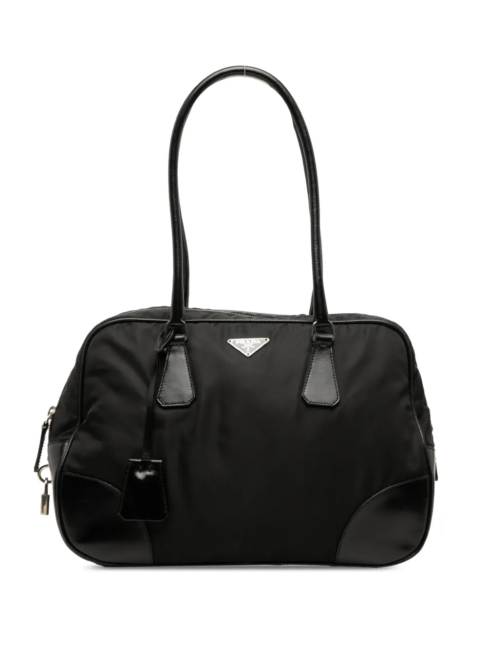 Prada Pre-Owned 2000-2013 Soft Calf Trimmed Tessuto Bauletto Bag handbag - Nero