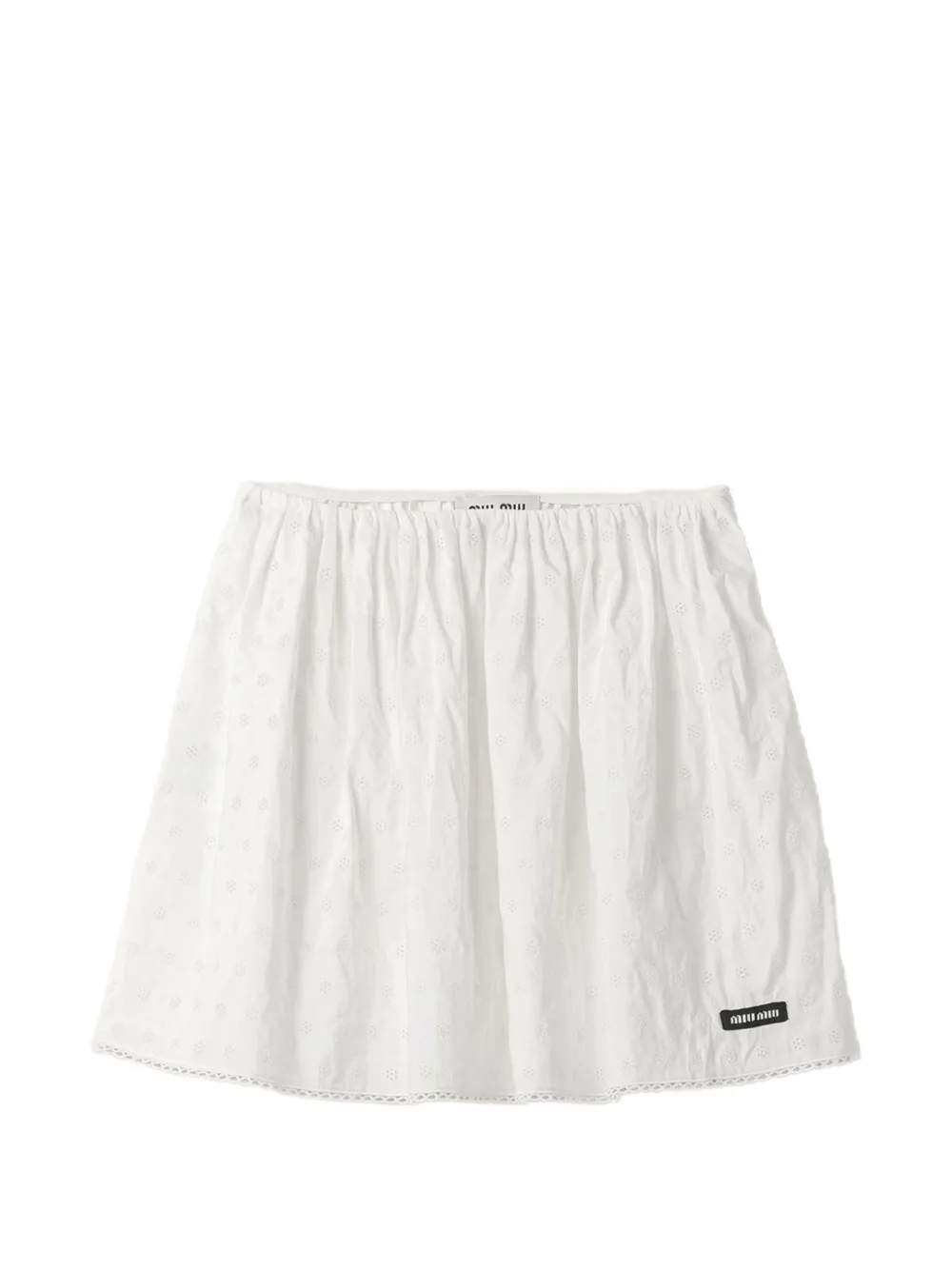 Miu Miu slubbed eyelet poplin skirt - Bianco