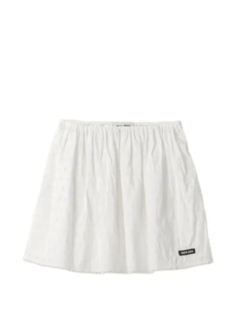 Miu Miu slubbed eyelet poplin skirt
