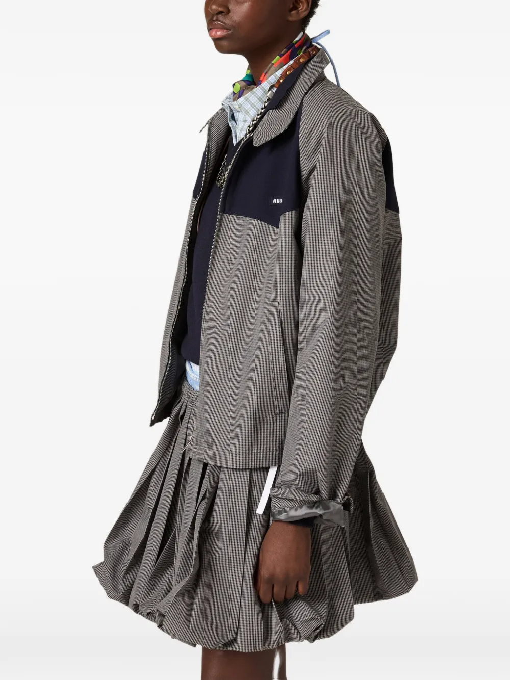 Miu Gingham geruit bomberjack Grijs