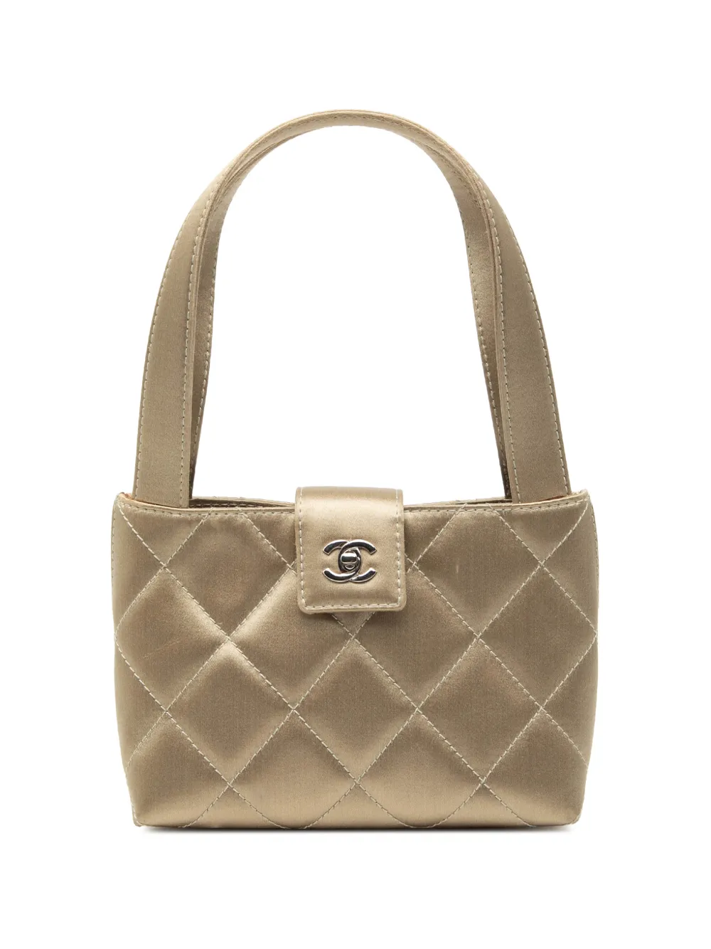 CHANEL Pre-Owned 2000-2002 CC Quilted Satin handbag - Gold
