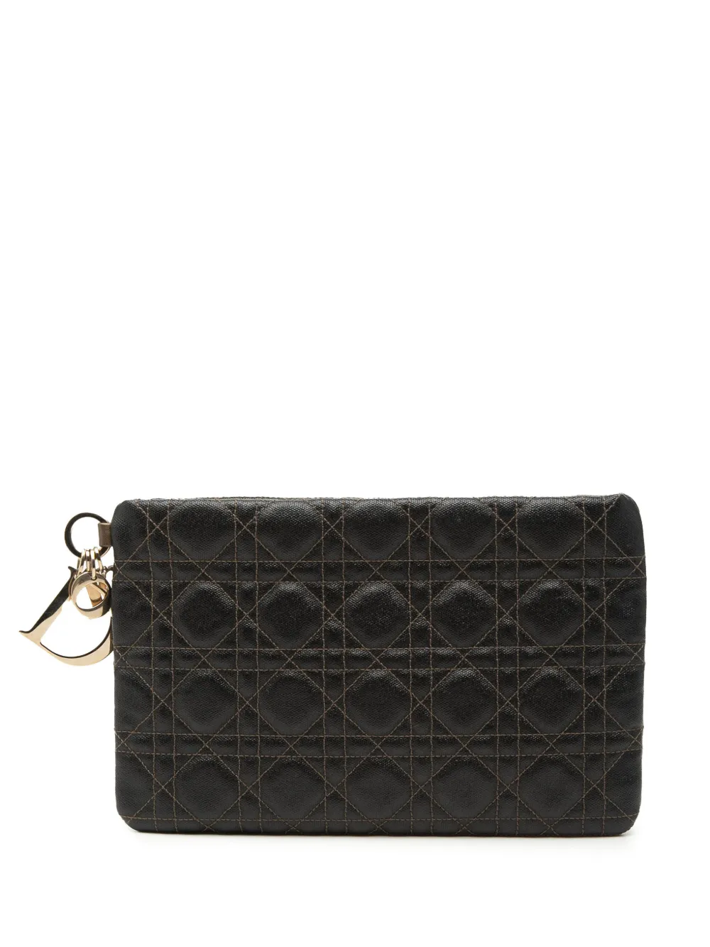 Christian Dior Pre-Owned 2012 Coated Canvas Cannage Lady Dior Panarea clutch bag - Braun
