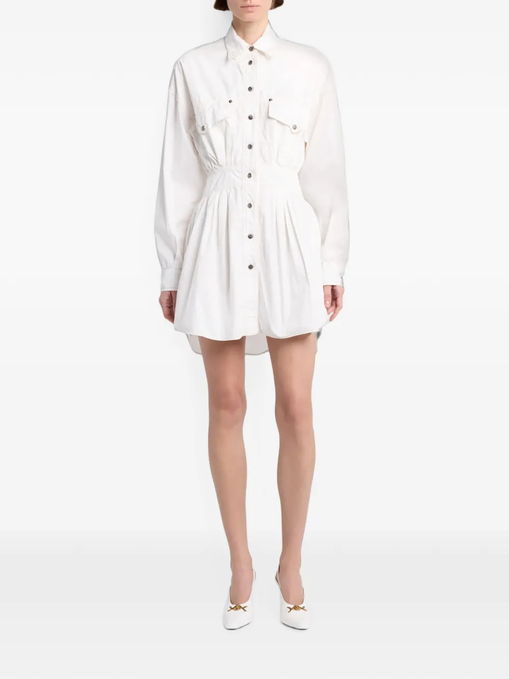 Versace Mini-blousejurk met contrasterende stiksels Wit