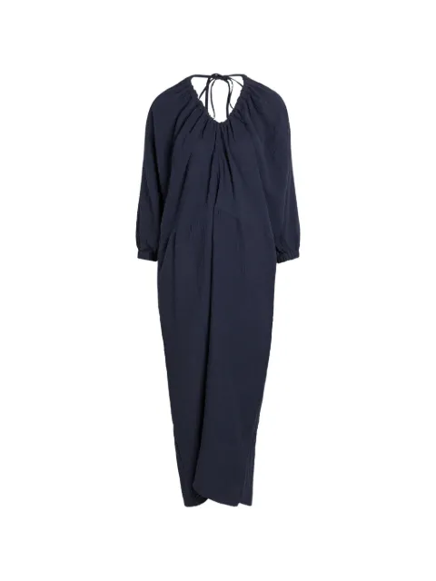 AKYN ruched midi tie-fastening dress