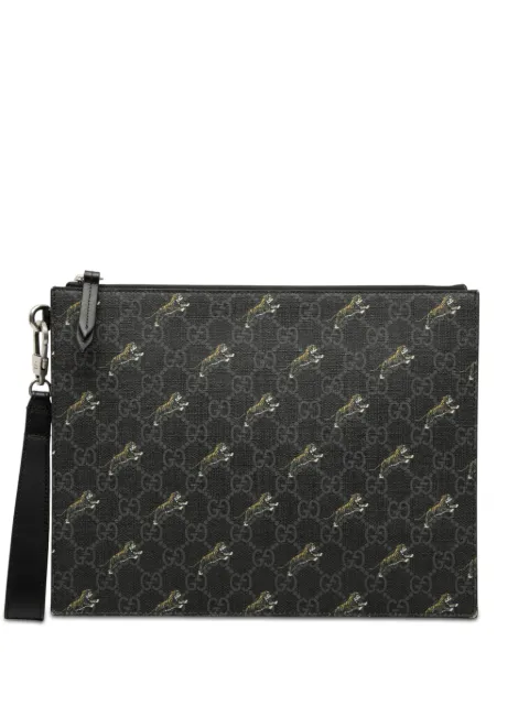Gucci Pre-Owned 2016-2026 GG Supreme Tigers Zip Wristlet Pouch clutch bag