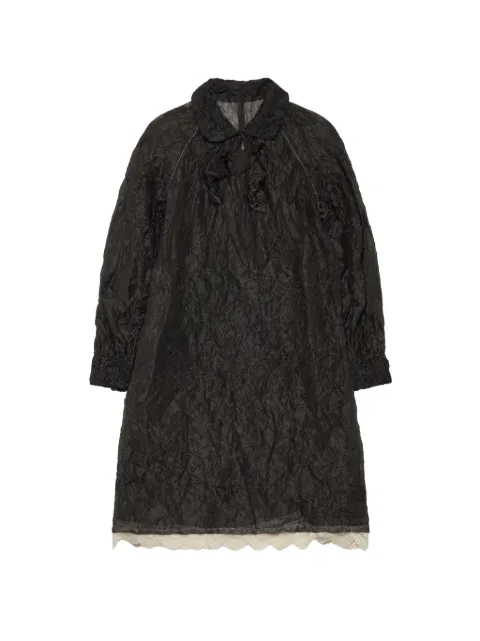 Renli Su crinkled lace-trim midi dress
