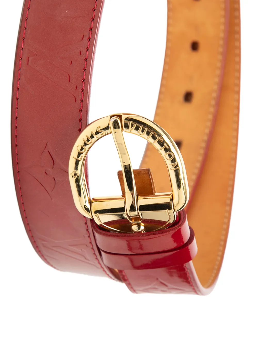 Louis Vuitton Pre-owned 2016 Monogram Vernis Ceinture Belt in Red, view 5