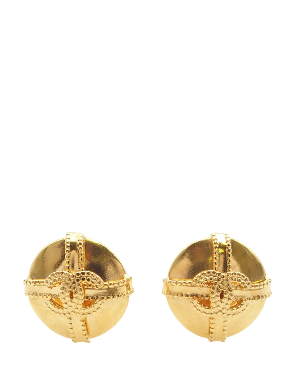 CHANEL Pre-Owned 1997 CC Gold Plated Round Clip On Earrings costume earrings - Oro