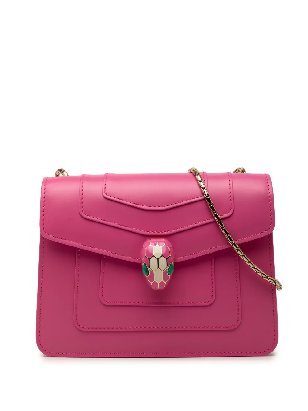 Bvlgari Pre-Owned 2010-2026 Small Leather Square Serpenti Forever Chain crossbody bag - Rosa