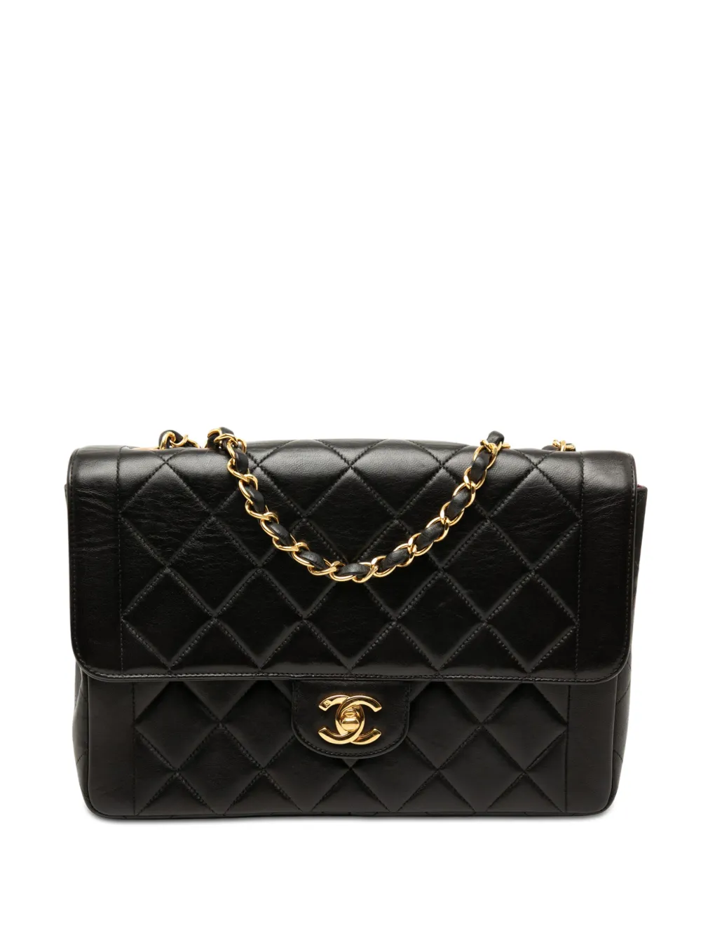 CHANEL Pre-Owned 1994-1996 Medium CC Quilted Lambskin Border Single Flap shoulder bag - Nero
