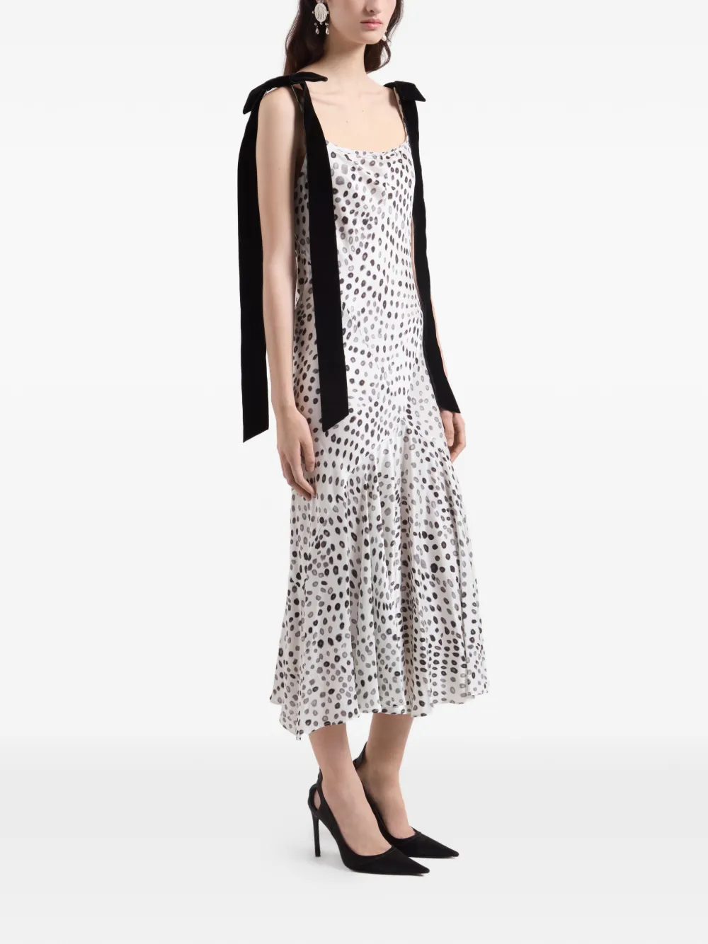 Nina Ricci Satijnen midi-jurk met stippen Wit