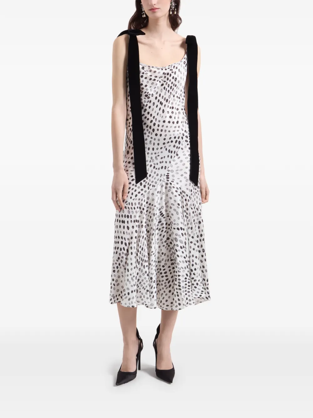 Nina Ricci satin polka-dot midi dress - Bianco