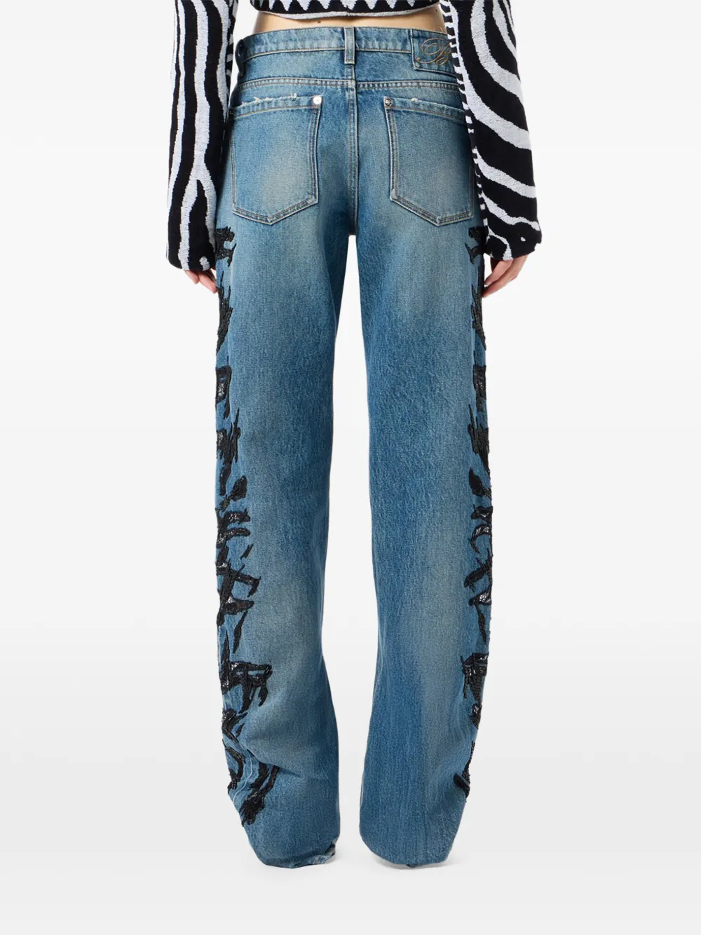 Blumarine Regular-fit jeans met geborduurde zebra Blauw