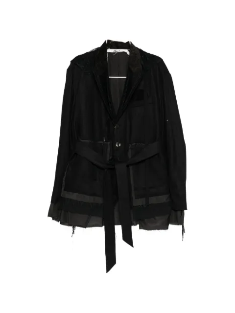 midorikawa belted raw-edge jacket