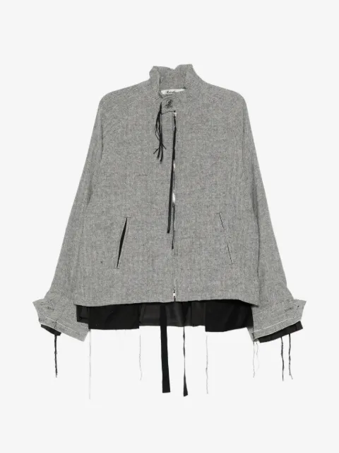 midorikawa frayed zip-up shirt jacket