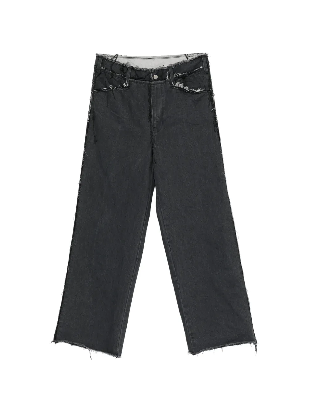 midorikawa raw-cut frayed-edge jeans - Grigio