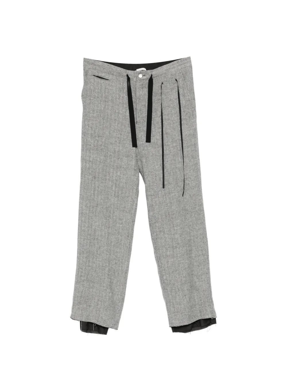 Midorikawa Herringbone-pattern Layered Trousers In Gray