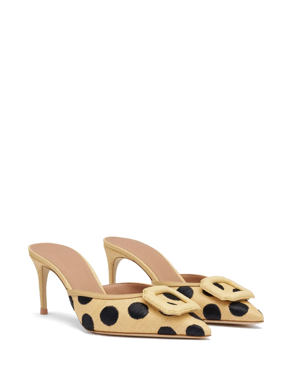 Malone Souliers Mona polka-dot buckle-detail mules Beige