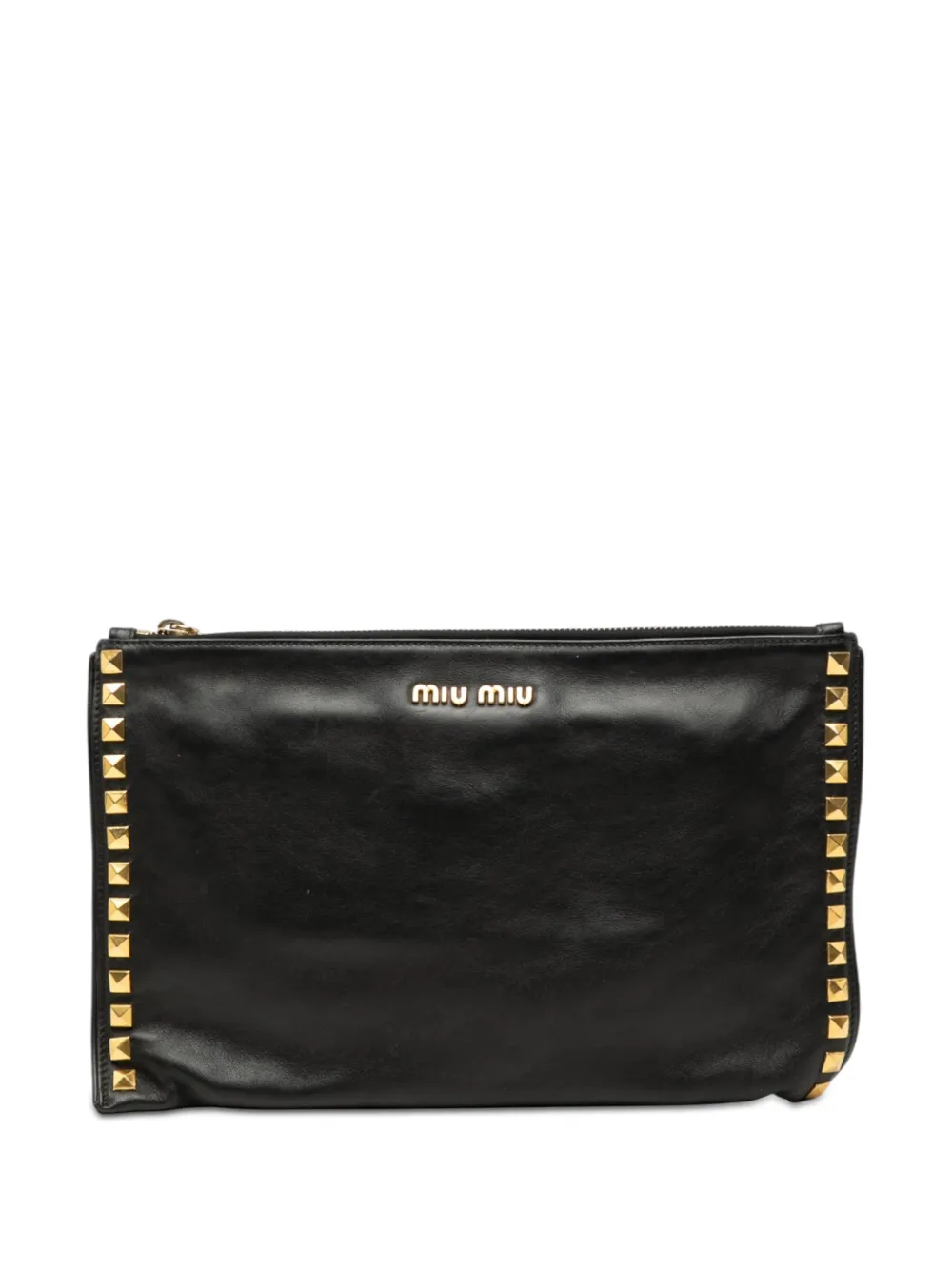 Miu Miu Pre-Owned 2010-2025 Studded Leather Zip clutch bag - Nero