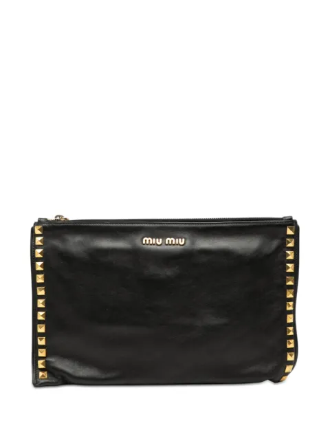 Miu Miu Pre-Owned 2010-2025 Studded Leather Zip clutch bag
