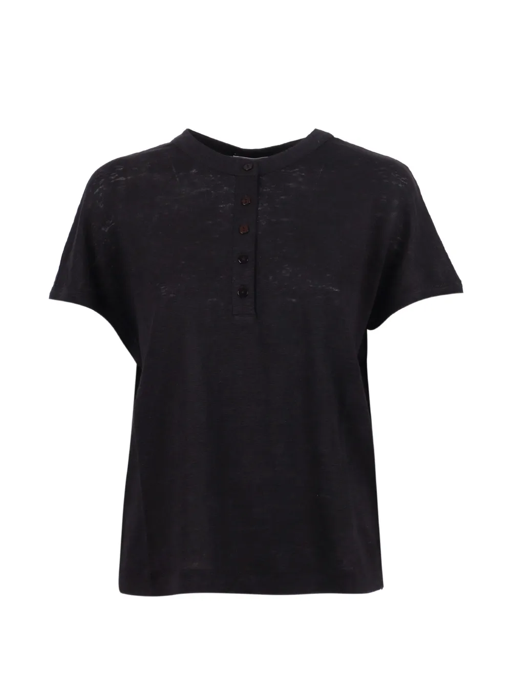 Kangra Camicia in lino con bottoni - Nero