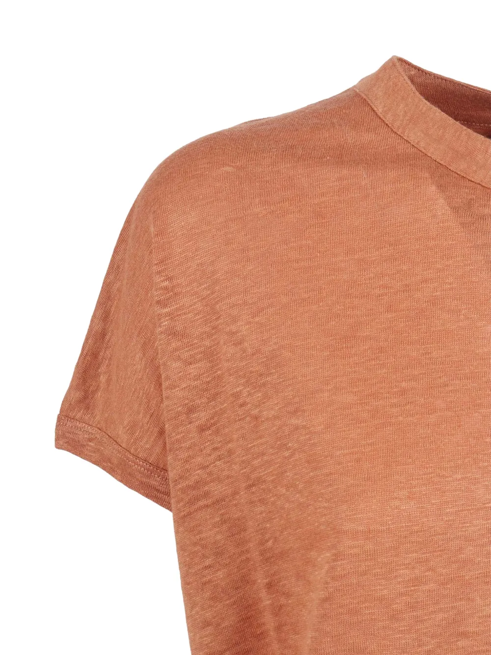 Kangra Linnen T-shirt met knoopsluiting Oranje