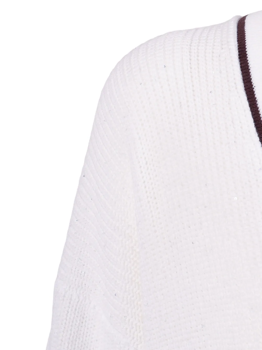 Kangra Vest verfraaid met pailletten en gestreepte afwerking Wit