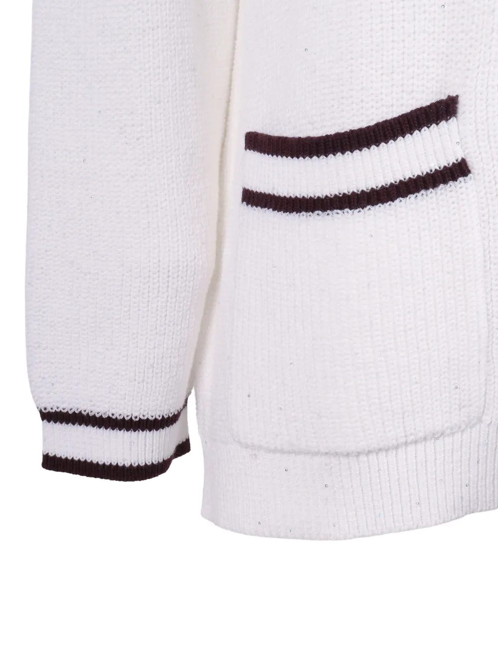 Kangra Vest verfraaid met pailletten en gestreepte afwerking Wit